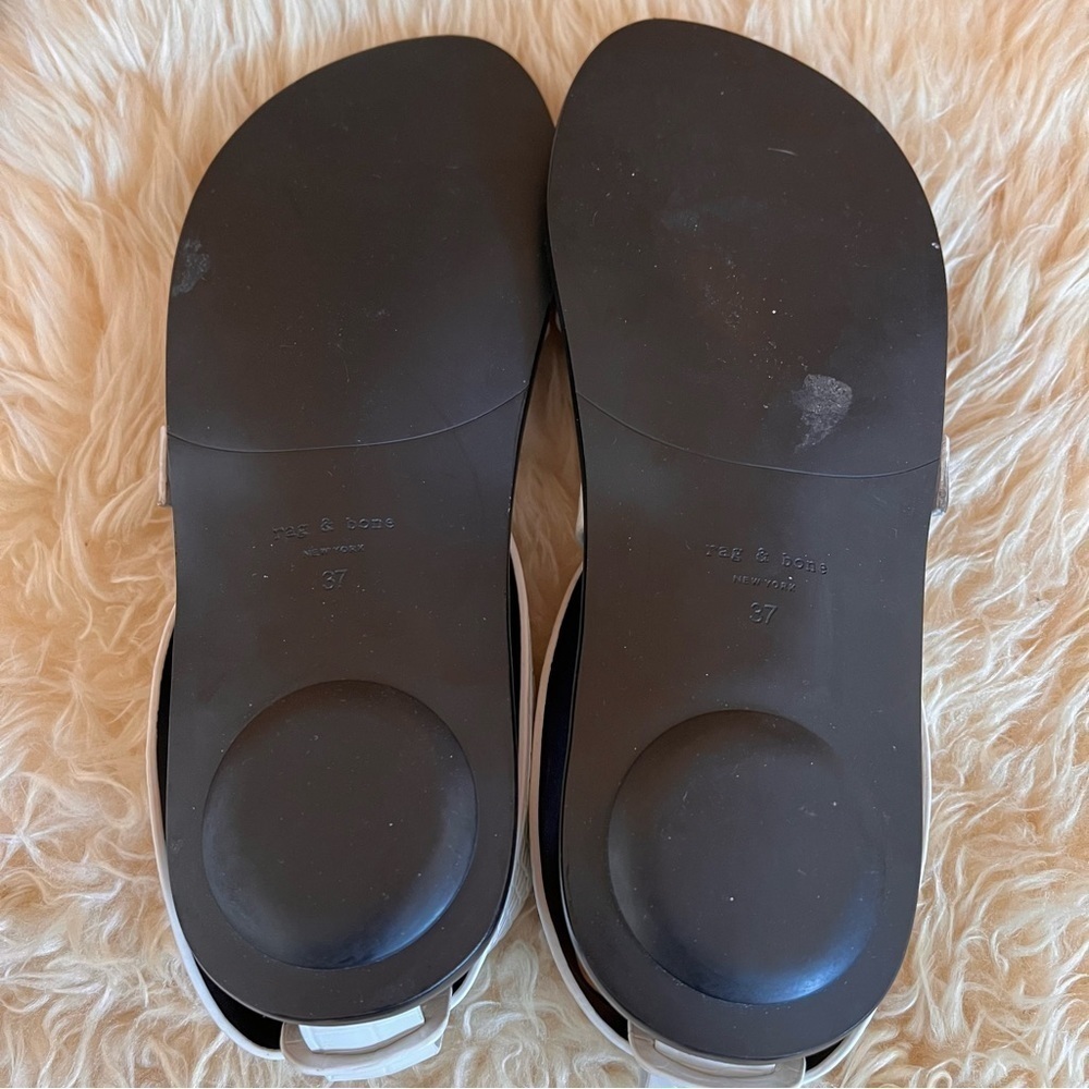 Rag & Bone White August Mock-Croc Flat Sandals Sz-37 - Picture 7 of 9